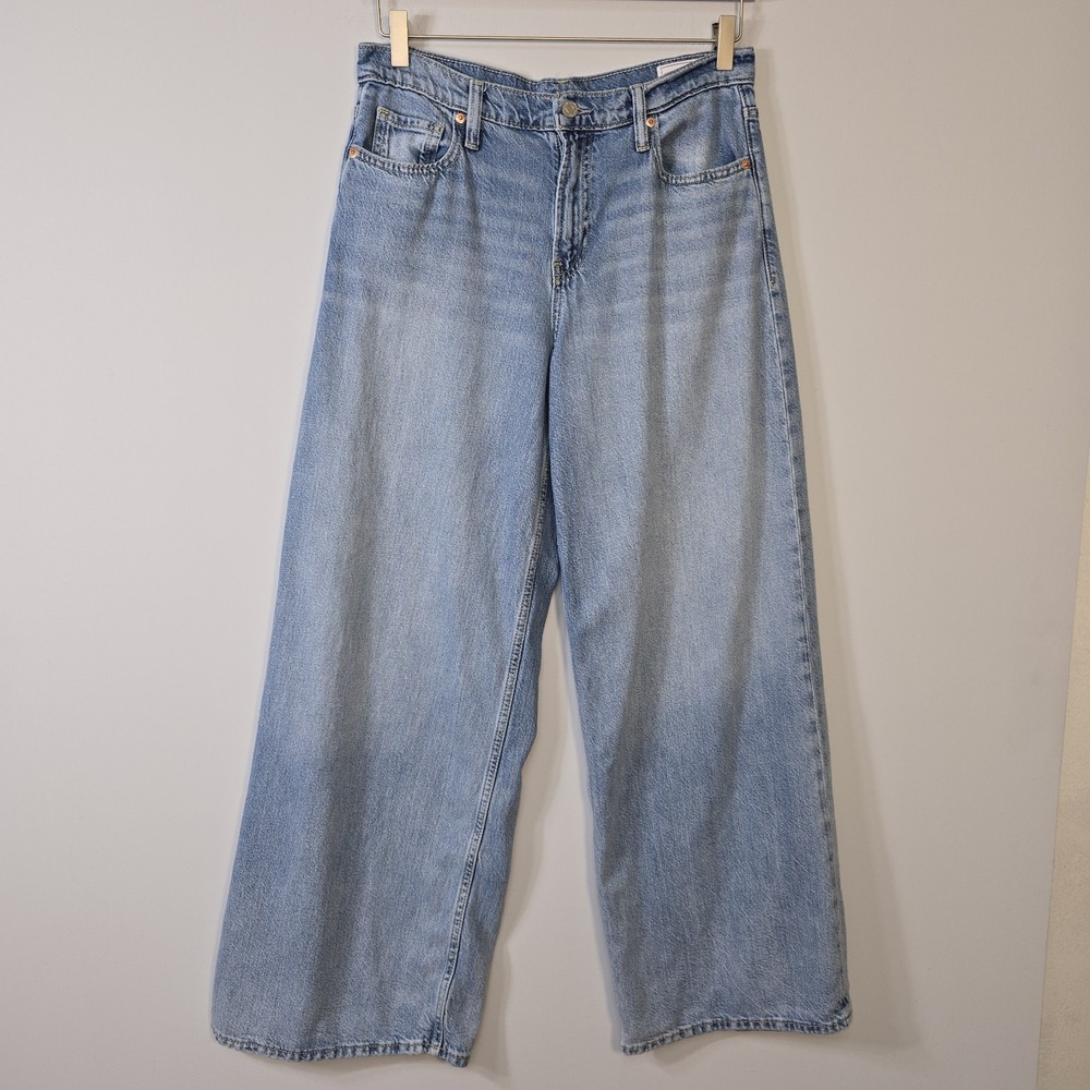 Gap Size 29/8 Baggy Mid-Rise Jeans Womens Wide Leg Cotton Lyocell Relaxed